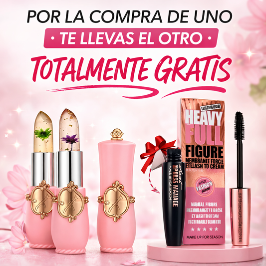 💋 Compra el Labial Mágico Floral y llévate Pestañina 4D GRATIS ✨ pestañas más largas, voluminosas y definidas 👁️ + envío gratis 🚚